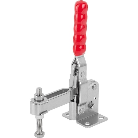 Kipp Toggle Clamp Vertical Std, Horizontal Foot F2=4000, Adjustable Clamping Spind M10X80, Stainless K1255.104000